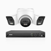 H800 - 4K 4 Channel PoE Security System with 2 Bullet & 1 Turret Cameras, Human & Vehicle Detection, Color & IR Night Vision, Built-in Mic, RTSP Supported